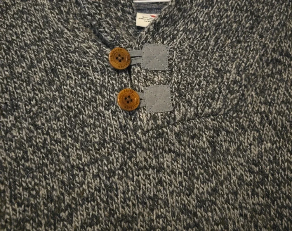 Fjäll Räven Gray Wool Marled Knit Button Collar Sweater